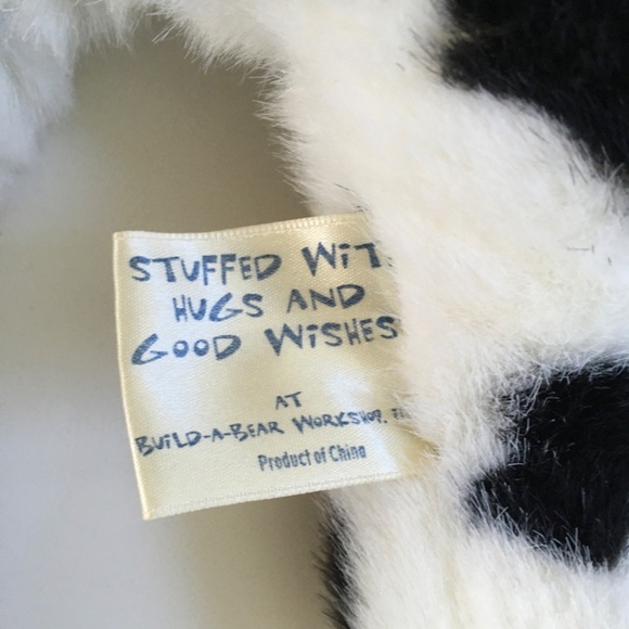 1997 Build A Bear Holstein Cow Bell Bow Tie Sash 18" White & Black Stuffed Plush - Picture 12 of 16